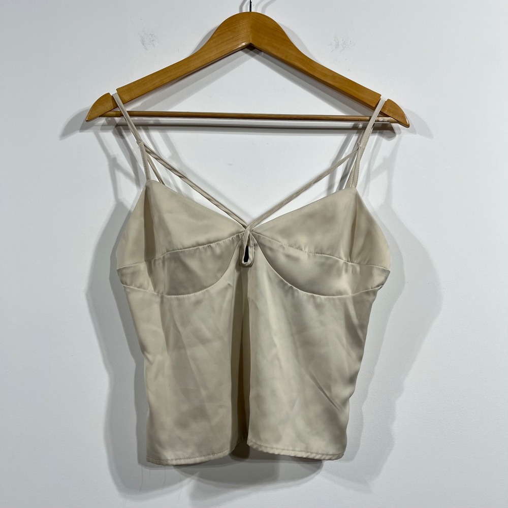 Forever 21 Y2K Babydoll Womens Satin Camisole Top Smocked Size Medium Coquette